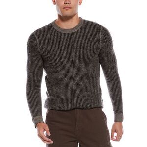 Autumn Cashmere Mens Wool & Cashmere-Blend Waffle Crewneck Sweater, Gray